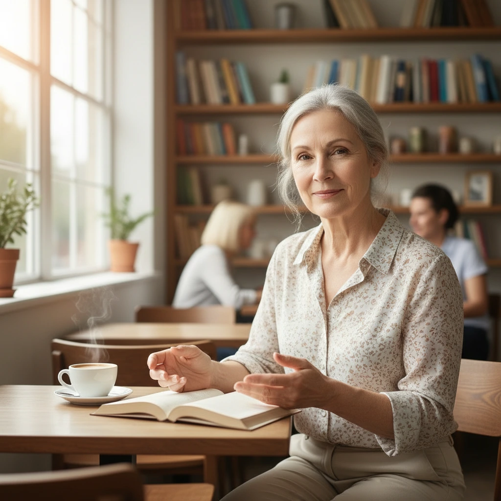 Adult reading about supplement research